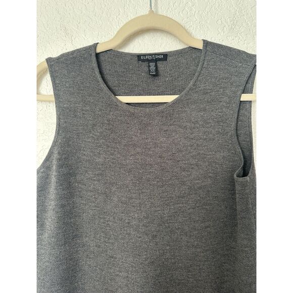 Eileen Fisher The Icons Sleeveless Tunic Long Tank Wool Ash Womens Small Petite - Picture 5 of 11